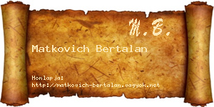 Matkovich Bertalan névjegykártya